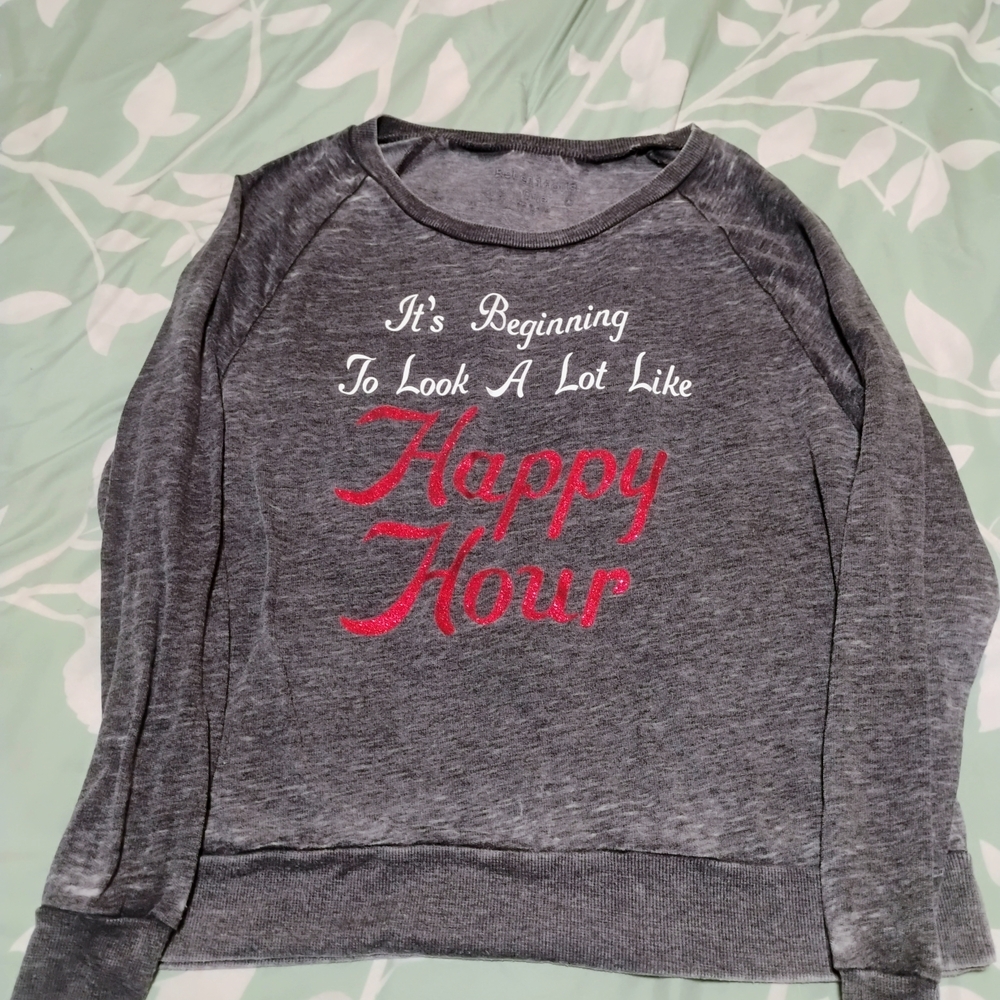 Rebellious One Gray Sweatshirt with Red and White Text